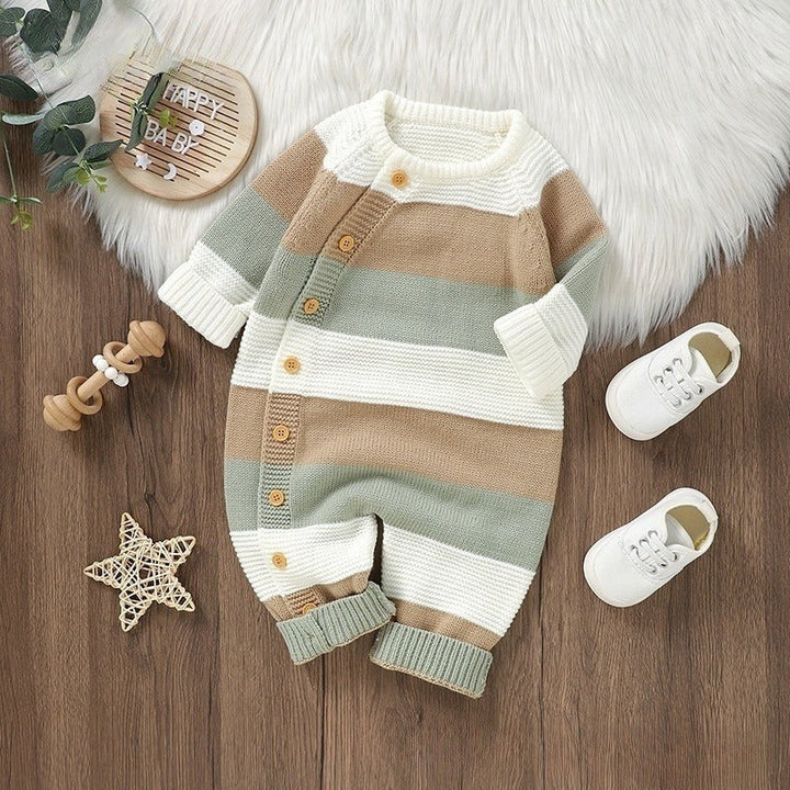Knitted Striped Baby Romper One Piece Jumpsuit