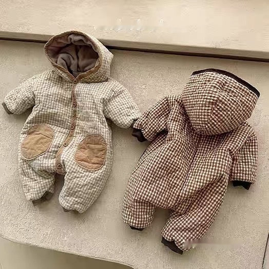 Cotton Padded Baby Jumpsuit Romper For Warmth